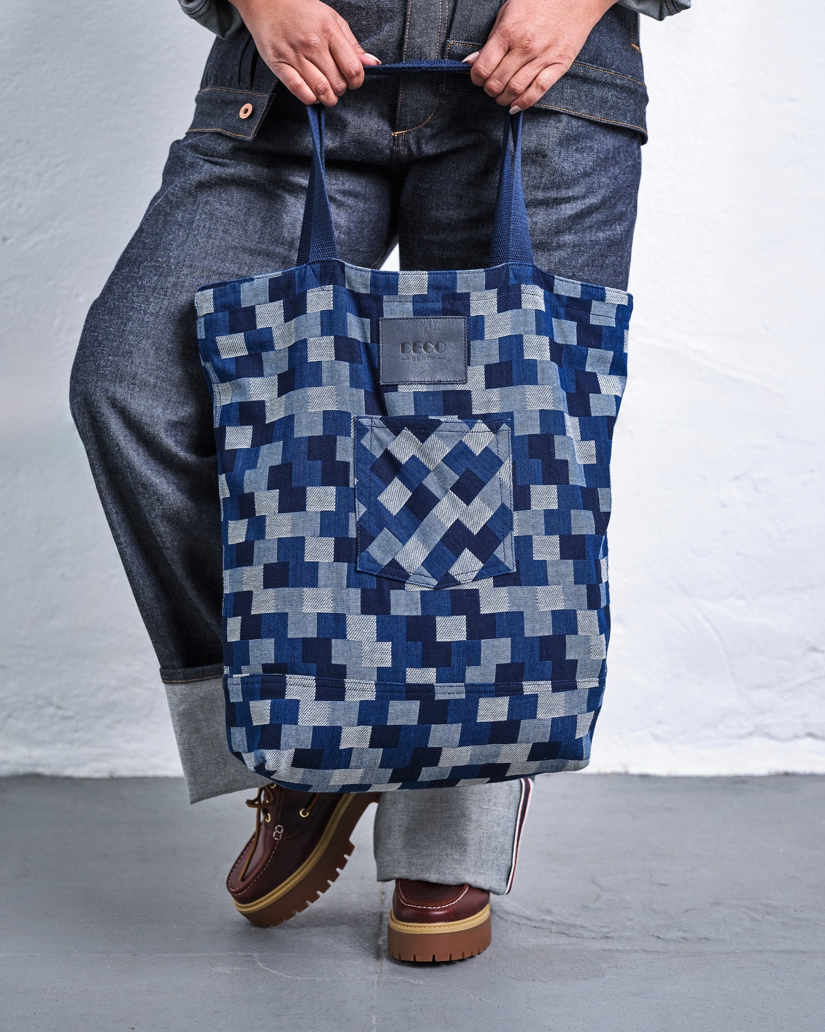 ★DAKS★ Navy DD pattern denim jacquard tote bag MLB Big Dia Monogram Jacquard Large Tote Bag LA Dodgers Navy