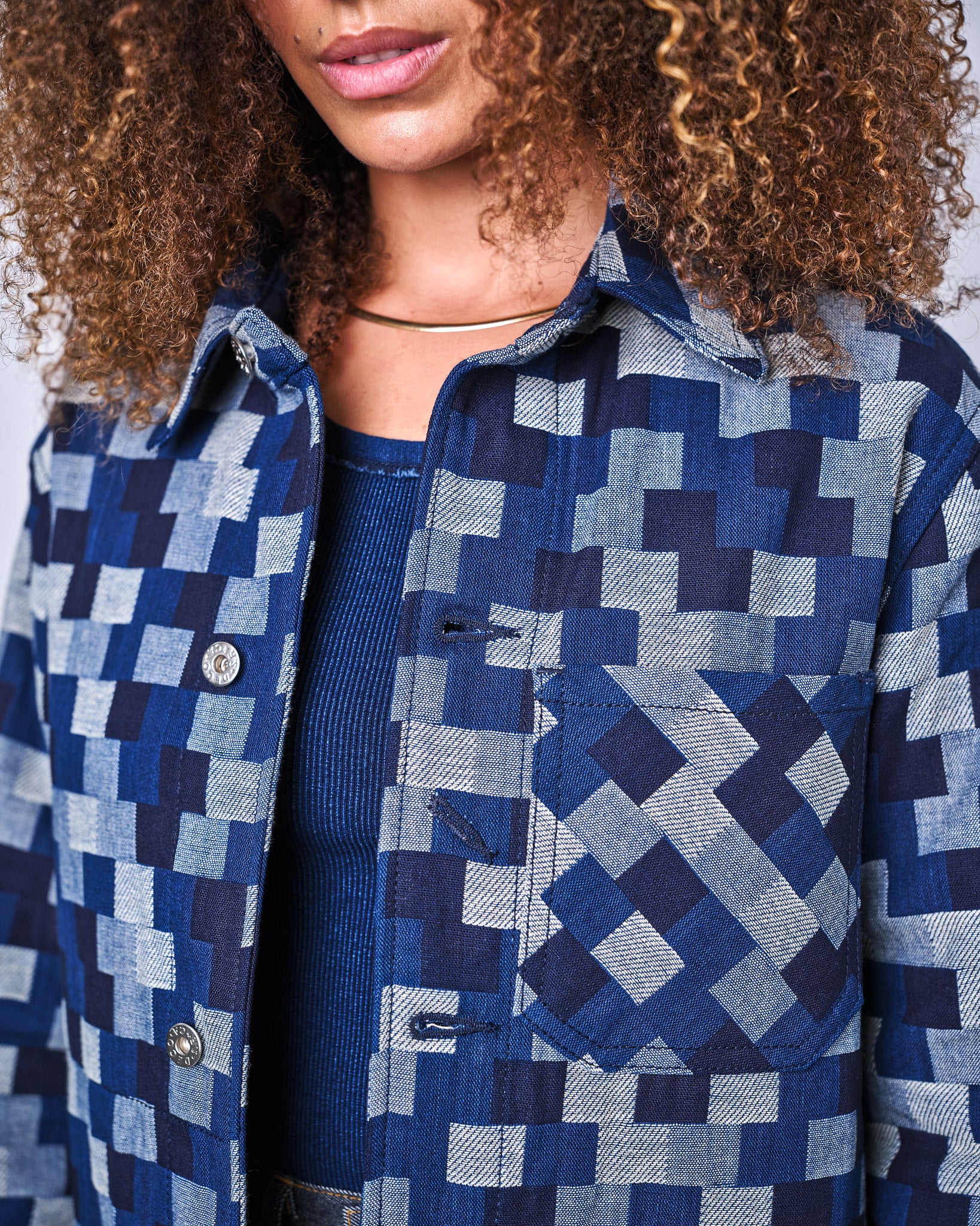 Deco Denim Chore Coat | Patchwork Jacquard