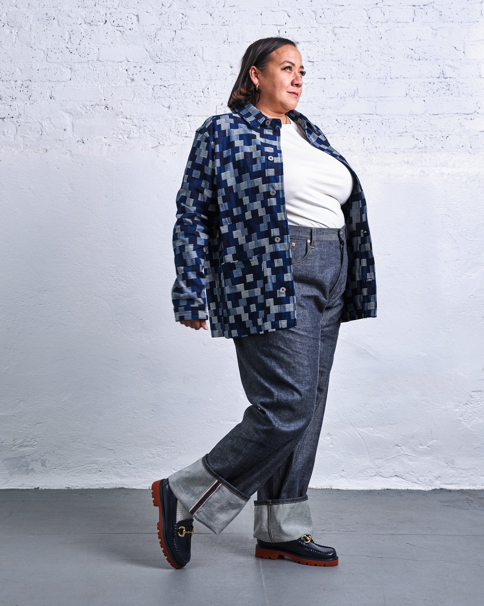 Deco Denim Chore Coat | Patchwork Jacquard