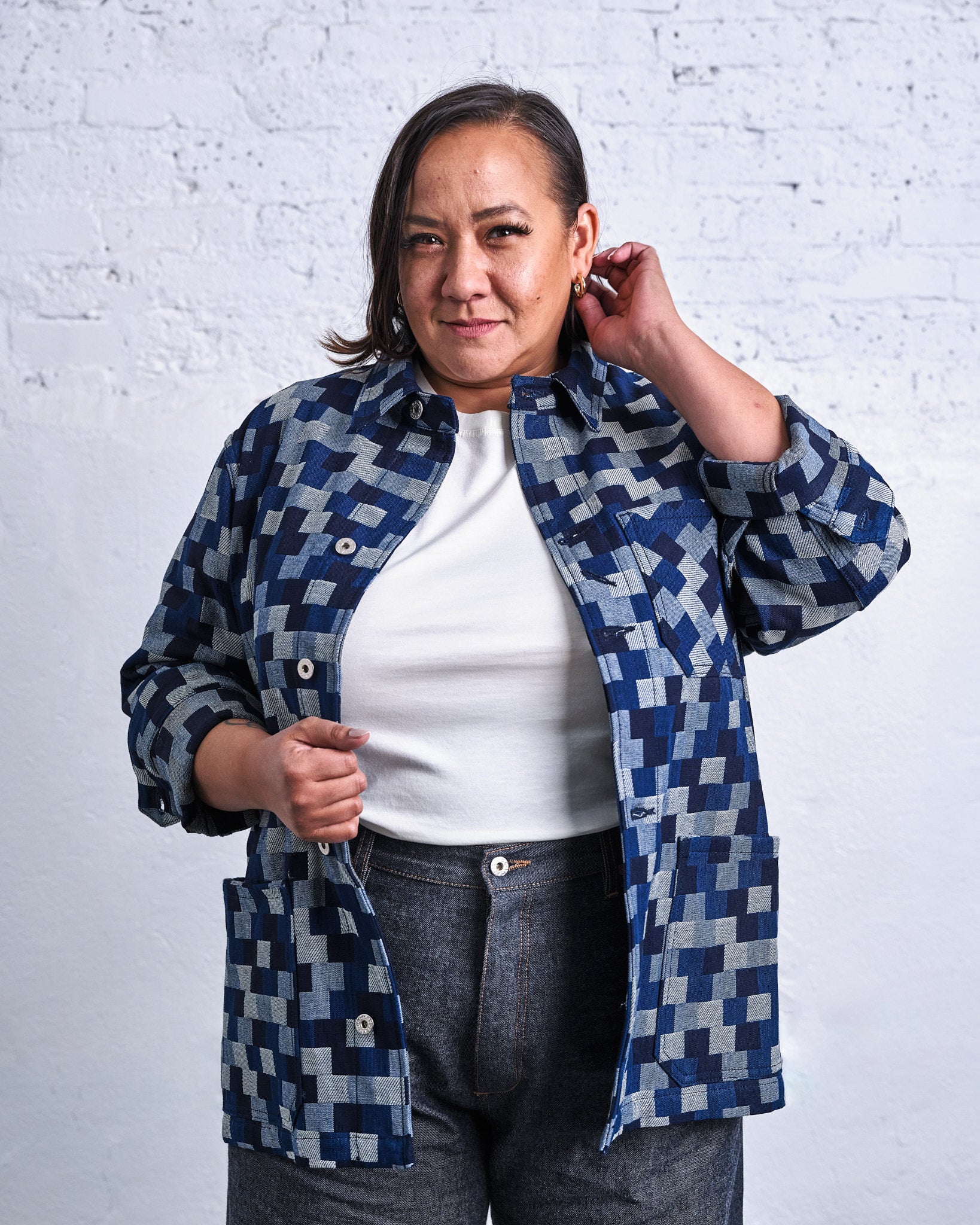 Deco Denim Chore Coat | Patchwork Jacquard