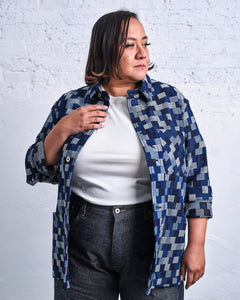 Deco Denim Chore Coat | Patchwork Jacquard