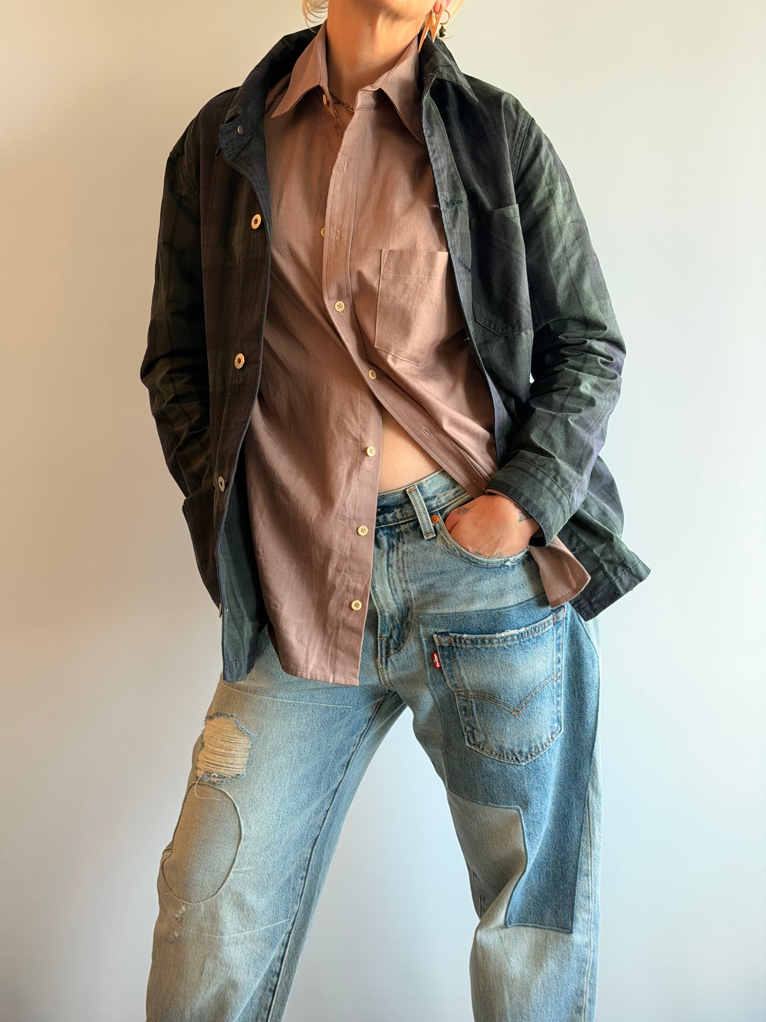 Mauve L-Sleeve Button Down Shirt