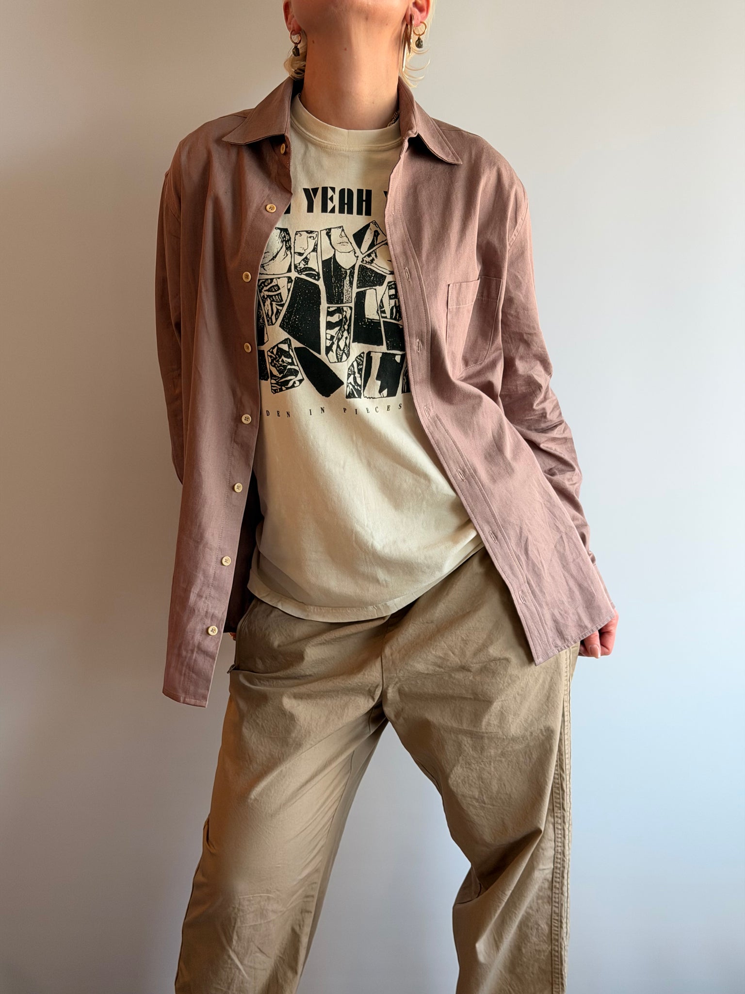 Mauve L-Sleeve Button Down Shirt