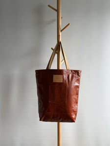 Deco Denim Burnt Umber Luxe Leather Tote Bag