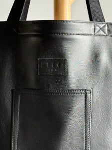 Deco Denim Onyx Luxe Leather Tote Bag