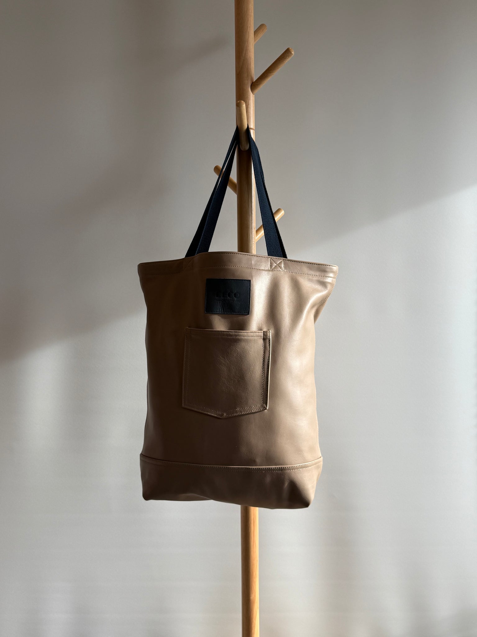 Deco Denim Clay Luxe Leather Tote Bag