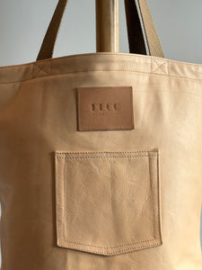 Deco Denim Veg Tan Luxe Leather Tote Bag
