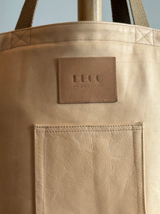 Deco Denim Veg Tan Luxe Leather Tote Bag