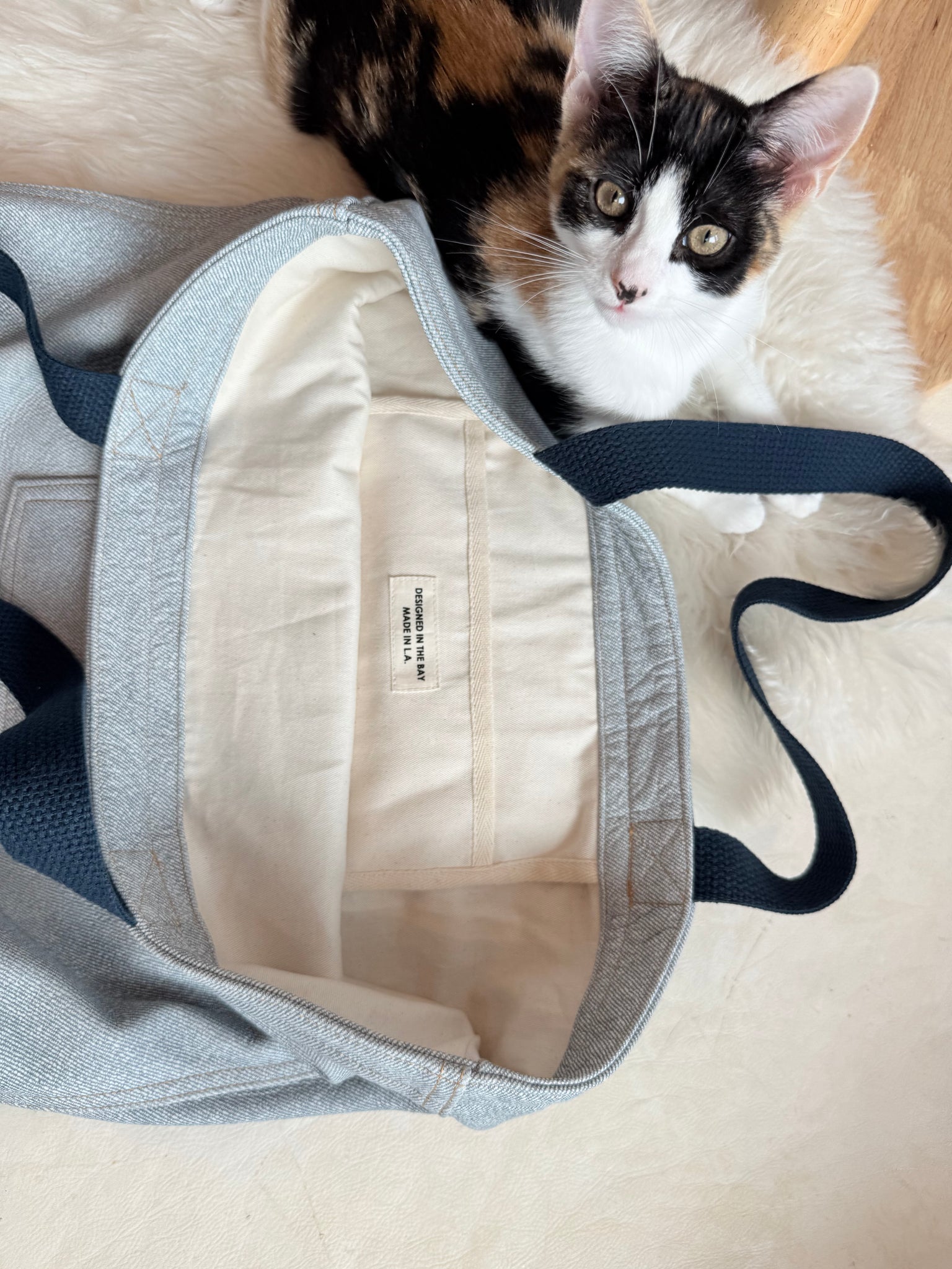 Deco Denim Denim Printed Leather Luxe Tote Bag