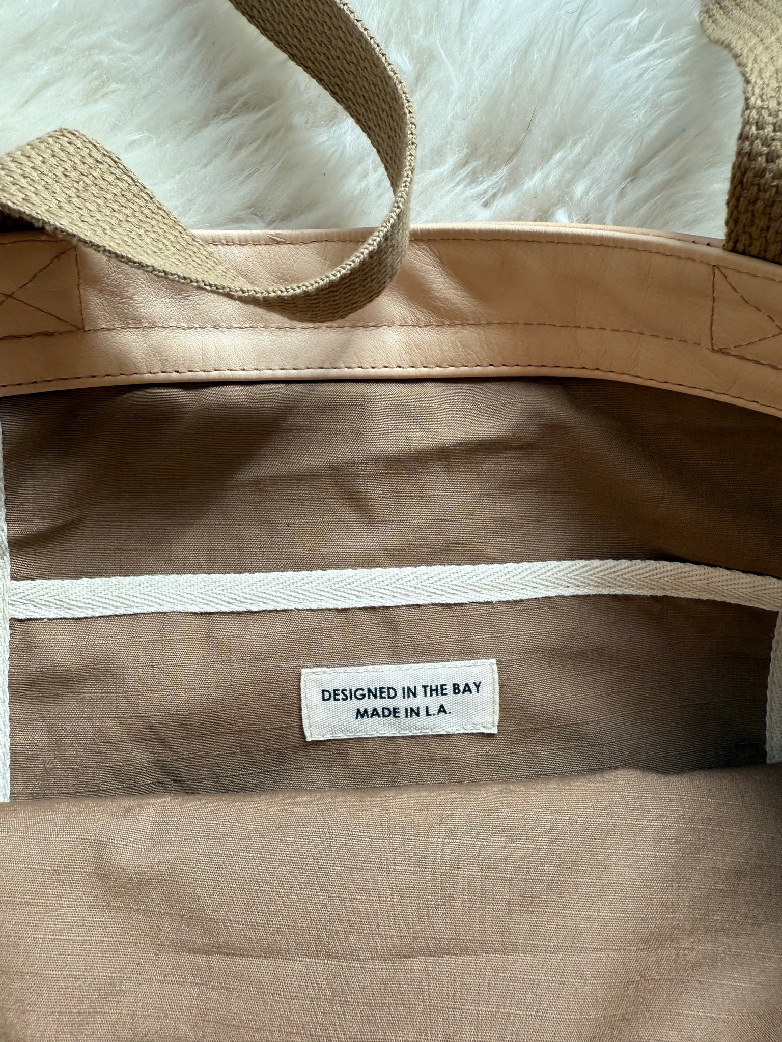 Deco Denim Veg Tan Luxe Leather Tote Bag
