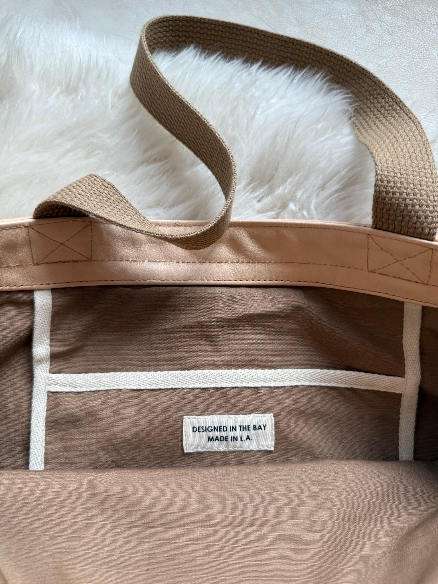 Deco Denim Veg Tan Luxe Leather Tote Bag