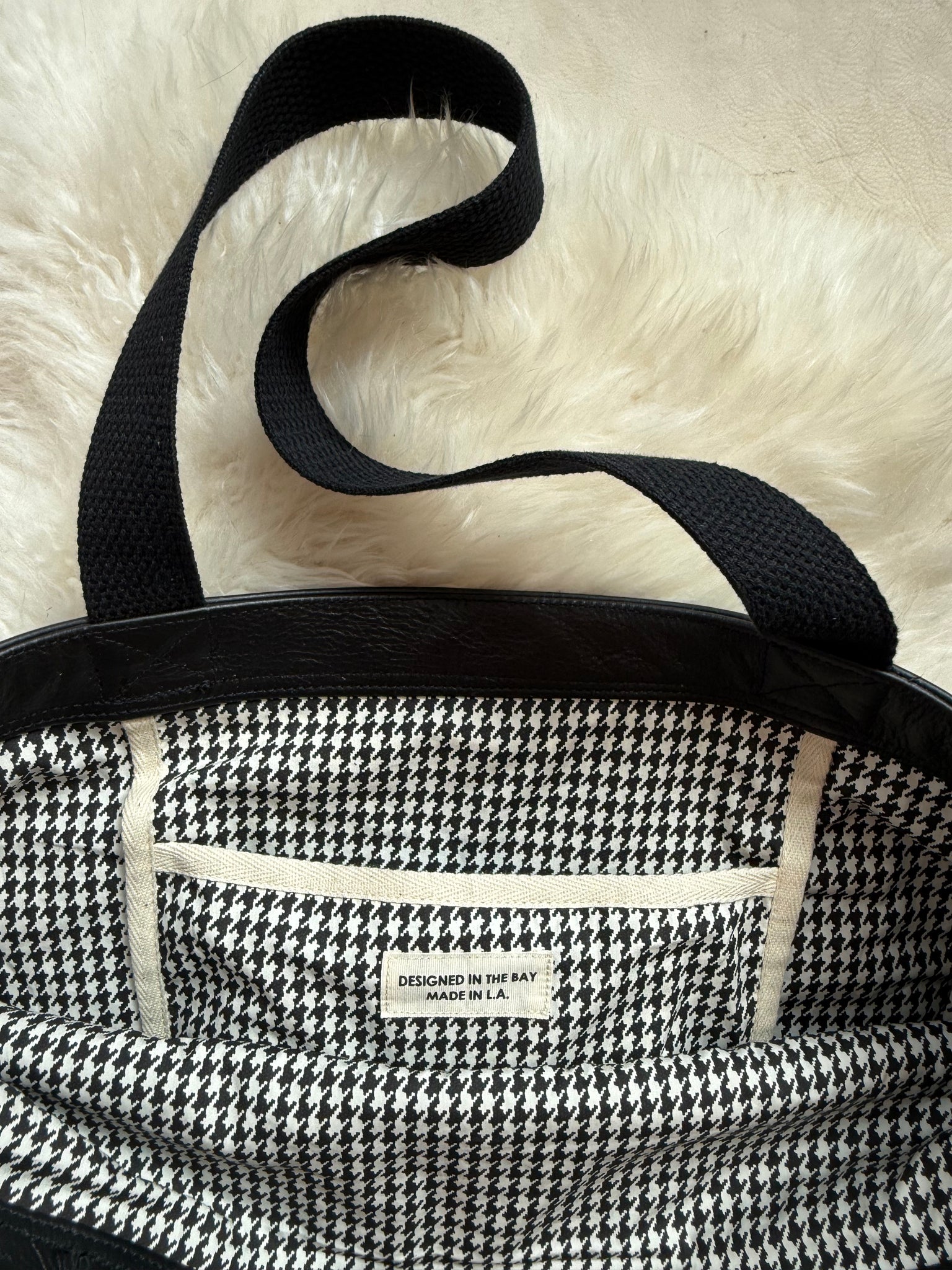 Deco Denim Onyx Luxe Leather Tote Bag