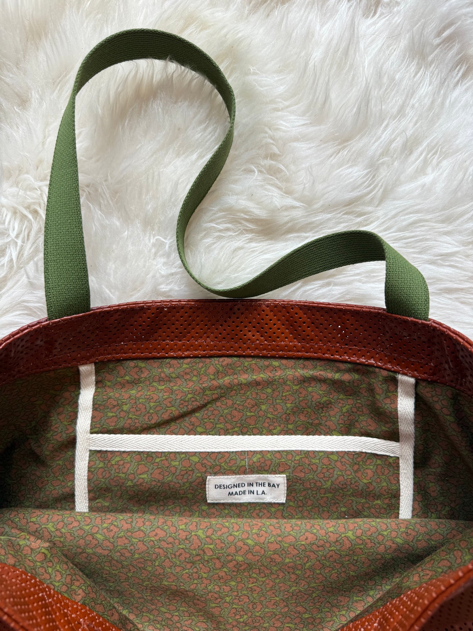 Deco Denim Burnt Umber Luxe Leather Tote Bag