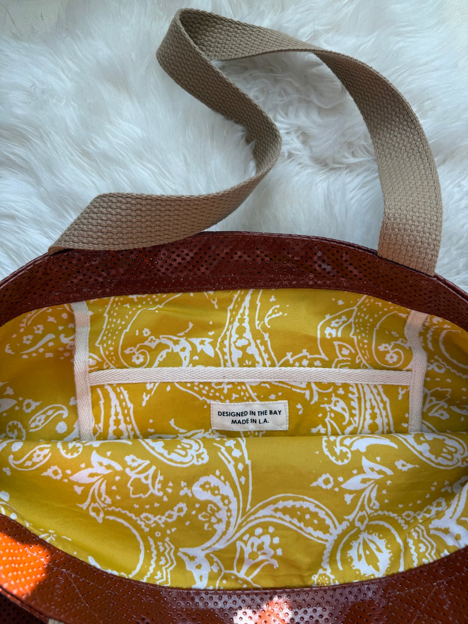 Deco Denim Burnt Umber Luxe Leather Tote Bag