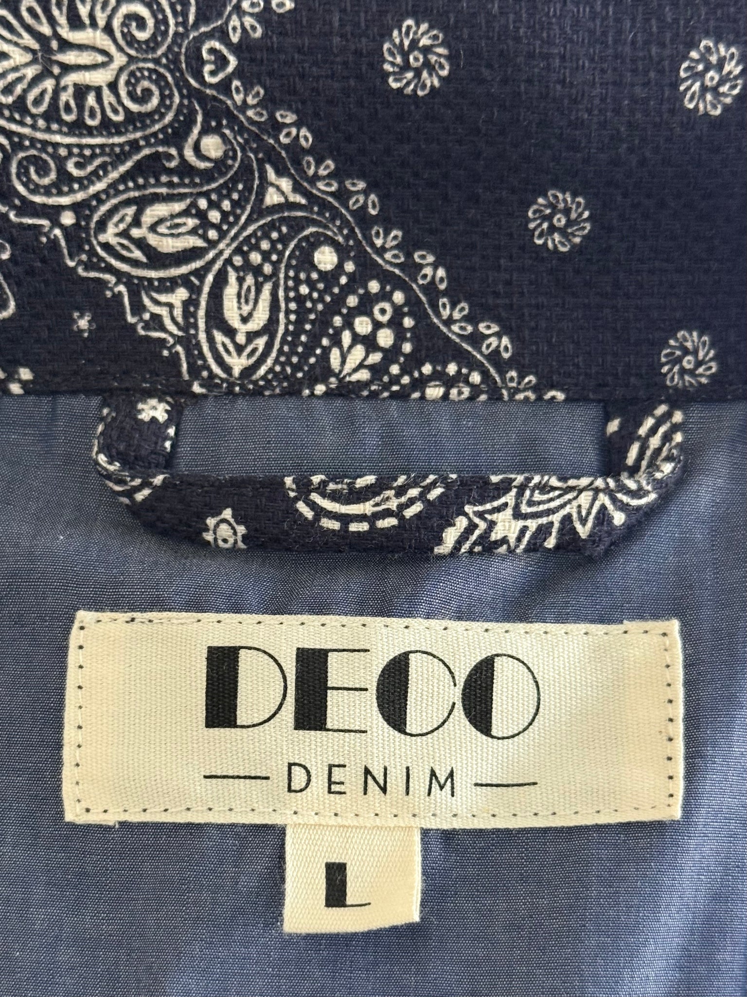 Lined Navy Bandana Printed Trucker Jacket