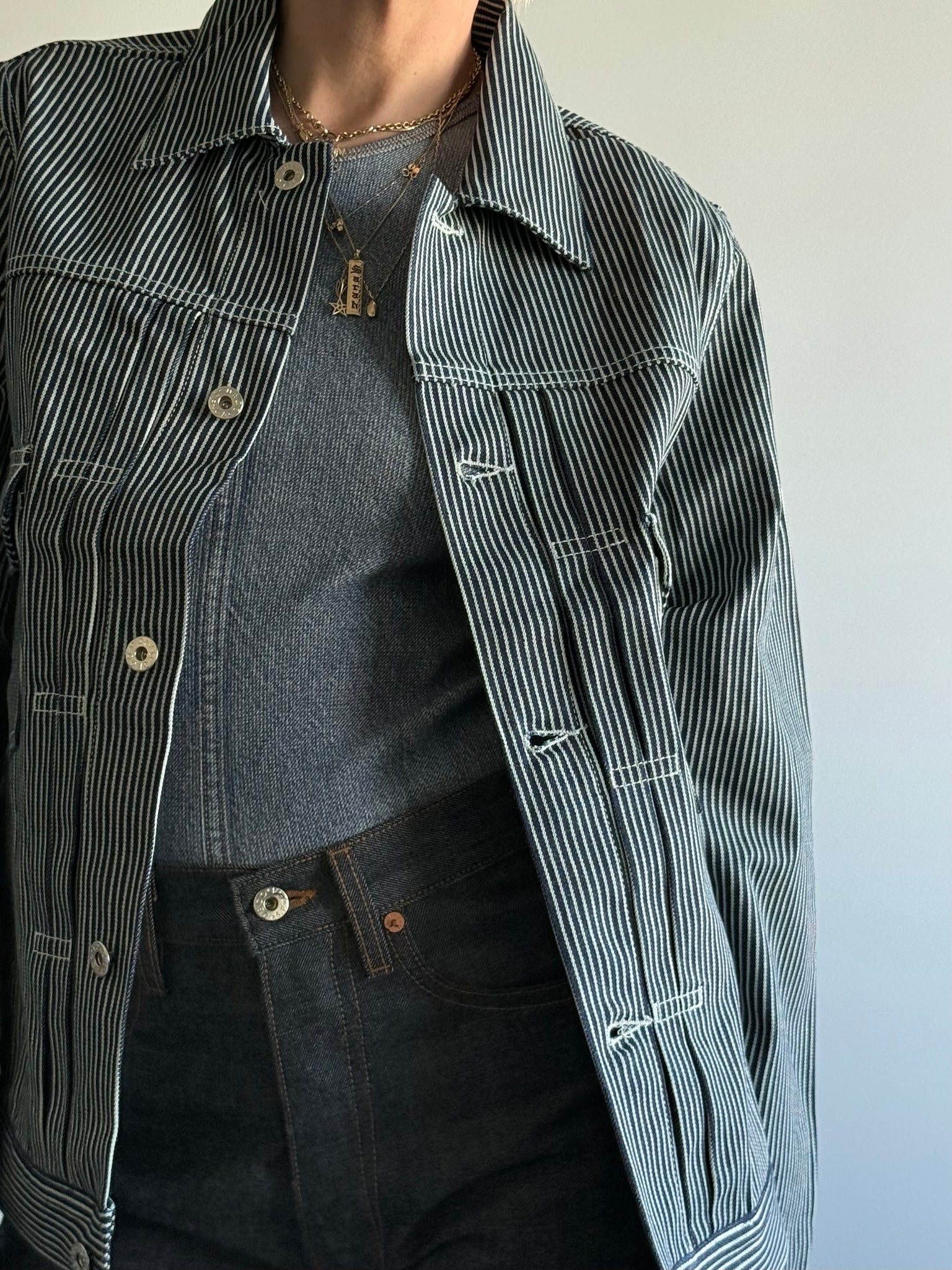 Railroad Stripe Trucker Jacket