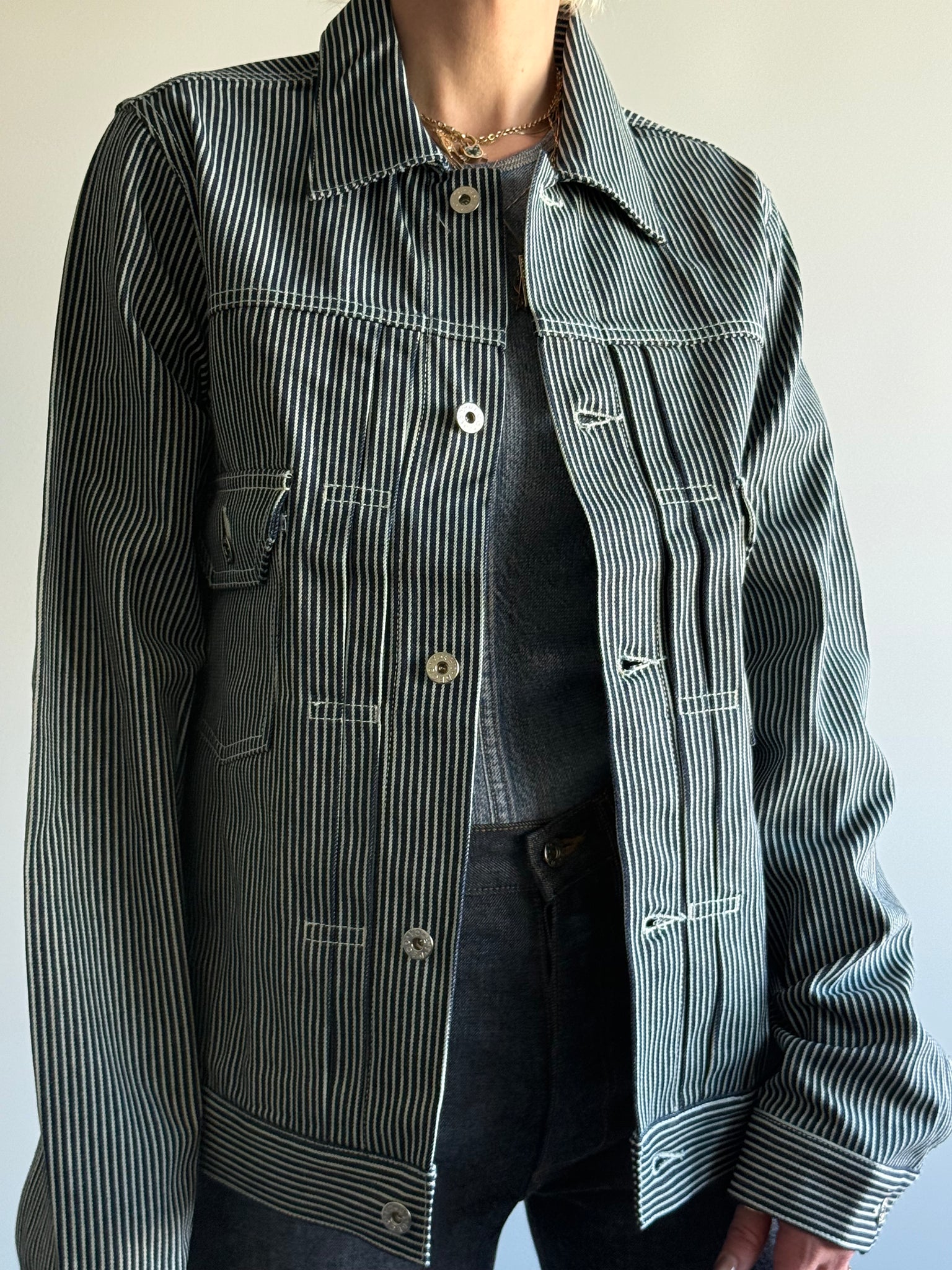 Railroad Stripe Trucker Jacket
