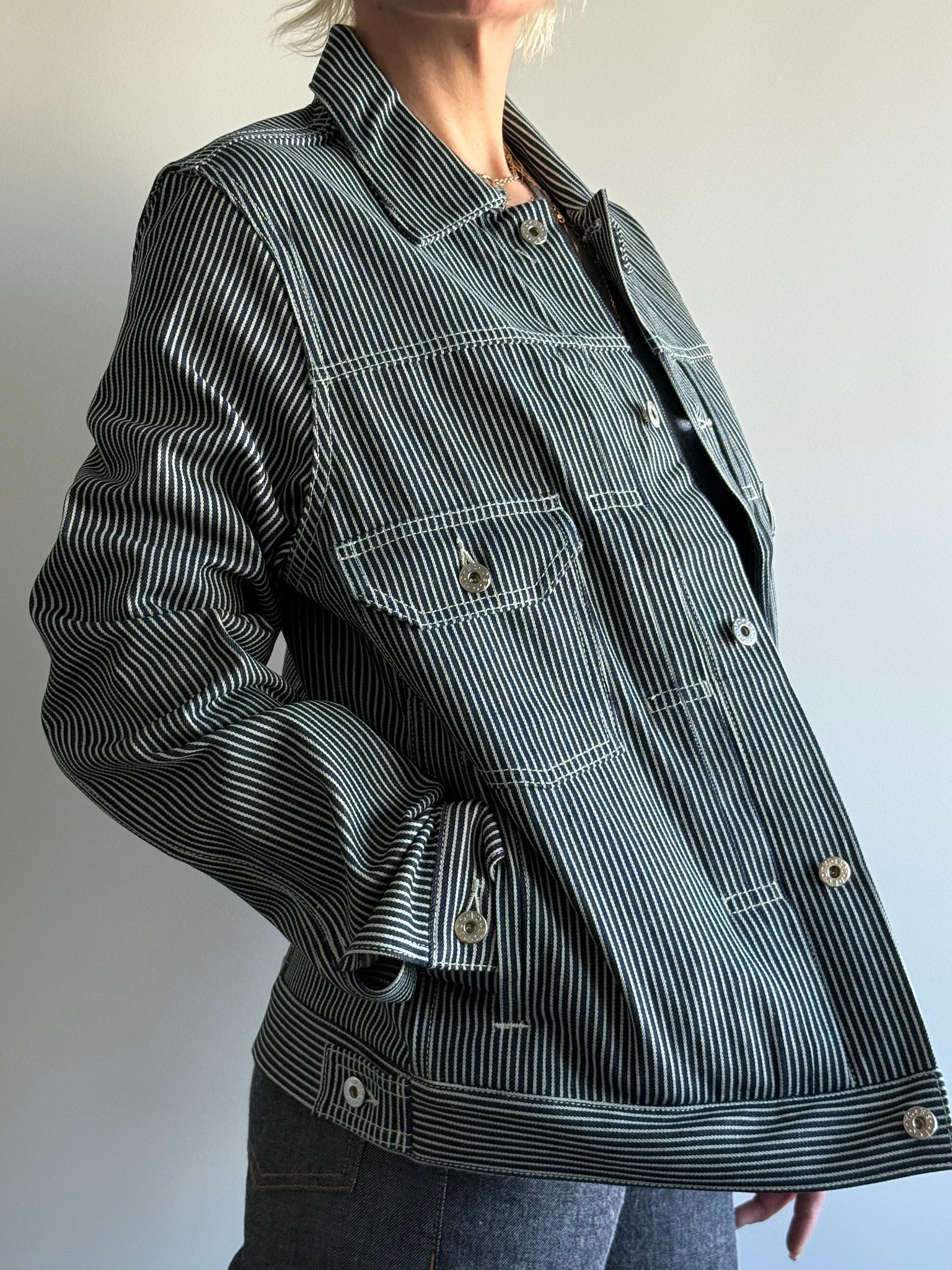 Railroad Stripe Trucker Jacket