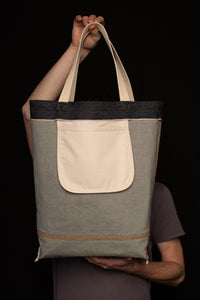 Selvedge Denim Tote Bag - Natural Handle